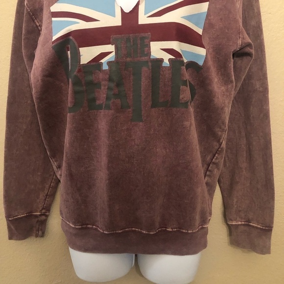 The Beatles Women's Graphic Cutout Neck Long Sleeve Sweatshirt Distressed Size S - Picture 3 of 11